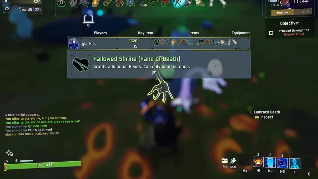 Hallowed Shrine Hand of Death interaction
