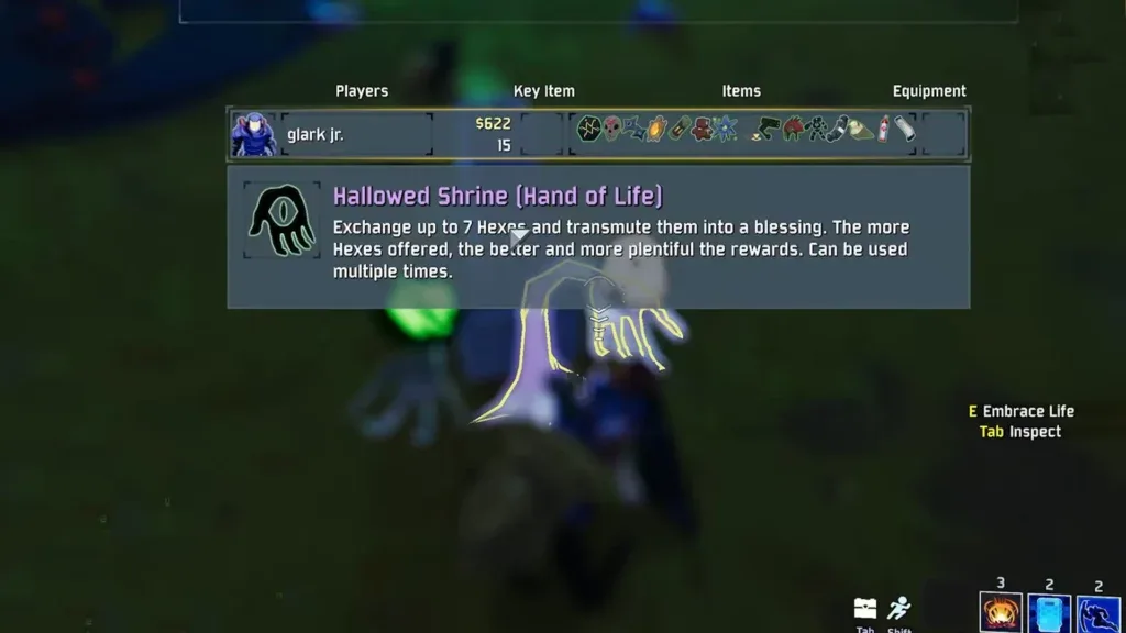 Hallowed Shrine Hand of Life interaction