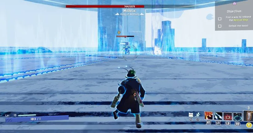 Mithrix performing the rotating energy attack in the arena